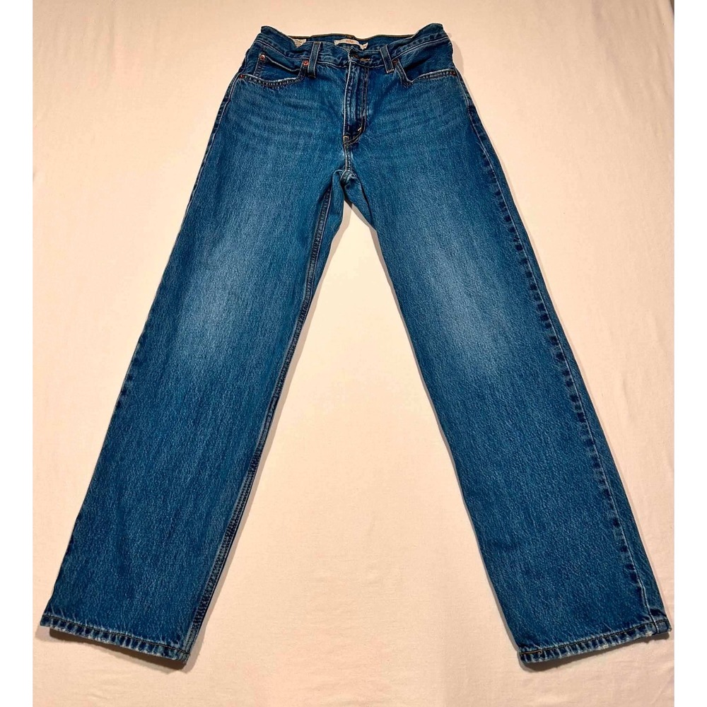 Levis Premium Dad Jean High Rise Straight Leg Blue Denim W25 L30 Medium Wash